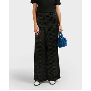 NWT Ganni Wide-Leg Satin Polka Dot Pants